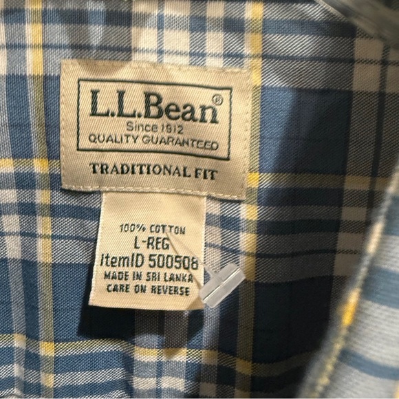 L.L. Bean Men's Shirt Size Large Blue White Plaid Button Down Traditional Fit - Picture 2 of 6